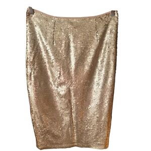 Eliza J SZ 8 M Gold Sequin Champagne Pencil Skirt Holiday Christmas NYE Lux